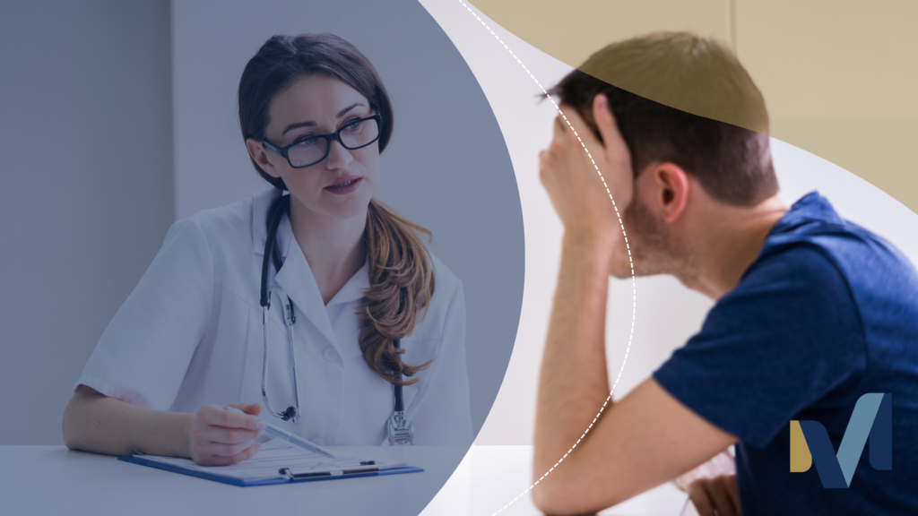 Doctor consulting with a patient in a medical office, illustrating healthcare services and patient care within medical practice management.